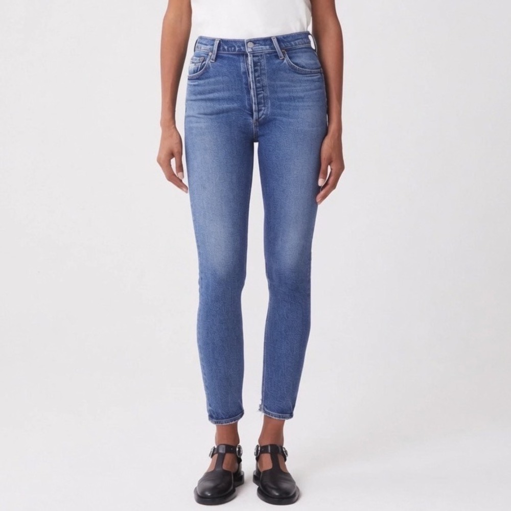 AGOLDE Nico High Rise Slim Straight Leg Jeans Blue Denim Size 28 Button Fly
